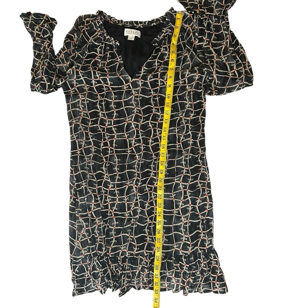 VELVET By Graham & Spencer Zurich Print Dress Long Sleeve Shift Black Size XS - Picture 8 of 13